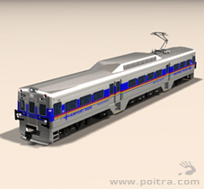 POITRA Visual custom 3D Model DMU commuter vehicle with potential RTD colors and marking combinations.