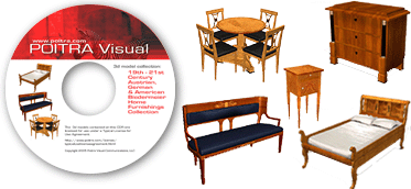 3D Model Collection on CD: 19th - 21st Century Austrian, German and American Biedermeier Home Furnishings