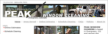 Peak Window Cleaning, Small Business Website, Denver Colorado - POITRA Visual Website Design, Graphic Design and Presentation Design Services