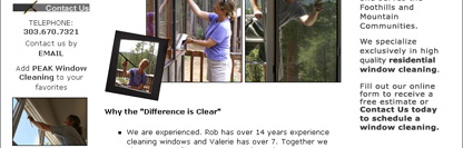 Peak Window Cleaning, Small Business Website, Denver Colorado - POITRA Visual Website Design, Graphic Design and Presentation Design Services