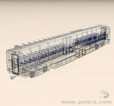 POITRA Visual custom 3D Model DMU commuter vehicle in wire frame.
