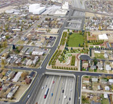 POITRA Visual aerial simulation of I-70 cover proposed view.