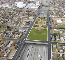 POITRA Visual aerial simulation of I-70 cover proposed view.