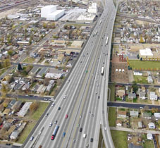 POITRA Visual aerial simulation of I-70 cover proposed view.