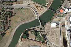 Aerial View Photograph of the Navy Drive Bridge over San Joaquin River 