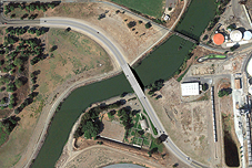 Aerial View Photosimulation of the proposed Navy Drive Bridge over San Joaquin River