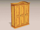 3D Model 20th Century French Painted 3 Door Armoire with arched top (decorative red floral pattern on yellow)