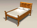 3D Model 19th Century Austrian Biedermeier Sleigh Bed with paneled headboard (burled walnut)