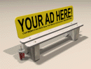 3D Model 20th Century American Concrete and Wood Bus Bench (white paint, fictional ad)