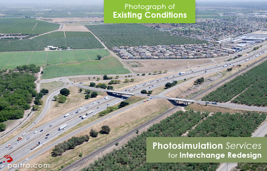 Photograph of Existing Conditions. Photo-realistic Design Visualization and Photosimulation Services for Interchange Resign: SR99 and Hammett Road Interchange