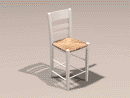 3D Model 21st Century Italian Ladder Back Bar Chair with wicker seat (white paint)