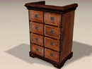 3D Model 20th Century India Accent Chest of Drawers, 8 drawers (mahogany)