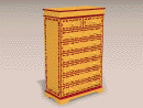 3D Model 20th Century French Painted Chiffonier, 8 drawers (decorative red floral pattern on yellow)