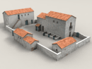 3D Model 14th Century Southern Spanish (Andalusia) Farming Estate, includes estate house (cortijo), small house (cortijillo or rancho), servant house, late Roman barn, tool barn, shed, courtyard walls and animal pens; Low Resolution (whitewash stucco over stone, terra-cotta tile roof)