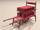 3D model 15th Century Chinese Ming Dynasty Wheelbarrow Rocket Launcher with arrows, c. 1450 (red with decorative animal design)