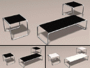 3D Model 21st Century Hungarian Marcel Breuer Coffee Table Set (Bauhaus), tubular frame, includes coffee table and end tables, c. early 1920's (2 Texture Set includes black and white)