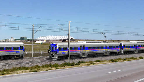 Photo Simulations of proposed Electrical Multiple Unit (EMU) Alternative for the East Corridor EIS RTD FasTracks Project (William St at 40th Ave., DIA Rail Corridor, Denver CO)