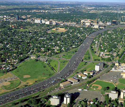 Photo Simulations of proposed 16 Lane Interchange Alternative Study Alternative for the Southeast Corridor MIS (TREX) Project (University & I-25 Interchange, Denver, CO)