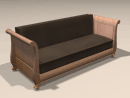 3D Model 20th Century American Mission Oak Sleigh Style Davenport Sofa Bed, c. early 1900's (leather upholstery)