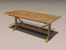 3D Model 17th Century American Pine Trestle Table with angled braces, Massachusetts, c. 1650