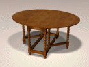 3D Model 19th Century English Oak Gateleg Table with barley twist legs, c. 1890