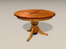 3D Model 19th Century German Pedestal Biedermeier Dining Table (round, 3 scroll feet), c 1825 (burled walnut)