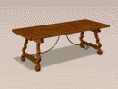 3D Model 17th Century Spanish Monastery Refectory Table with iron bracing and canted lyre shaped legs (oak)