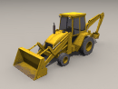 3D Model 20th Century American Front End Loader Construction Tractor (Low Polygon) with illumination lighting map for night time scenes and an alternate texture map with solid windows for quick rendering.