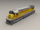 3D Model 20th Century American Heavy Rail Train, General Electric C30-7 Locomotive (Very Low Polygon), Union Pacific Markings, includes an alternate texture material for quicker rendering.