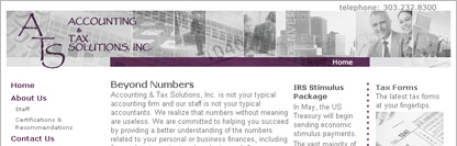 Accounting Tax Solutions, Inc., Denver Colorado, Company Website - POITRA Visual Website Design, Graphic Design and Presentation Design Services