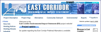 East Corridor Environmental Impact Statement (EIS) RTD-Denver Transit Project Website - POITRA Visual Website Design, Graphic Design and Presentation Design Services