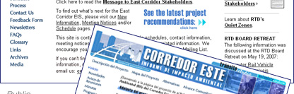 East Corridor Environmental Impact Statement (EIS) RTD-Denver Transit Project Website - POITRA Visual Website Design, Graphic Design and Presentation Design Services