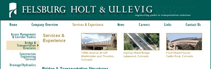 POITRA Visual Website Design, Graphic Design and Presentation Design Services - Felsburg Holt & Ullevig Engineering, Denver Colorado, Company Website