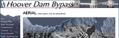 Hoover Dam Bypass Browser-based Presentation - POITRA Visual Website Design, Graphic Design and Presentation Design Services for Public Information and Public Involvement Processes.