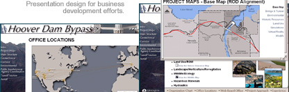 Hoover Dam Bypass Browser-based Presentation - POITRA Visual Website Design, Graphic Design and Presentation Design Services for Public Information and Public Involvement Processes.