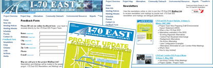 I-70 East Environmental Impact Statement (EIS) Colorado Department of Transportation Project Website - POITRA Visual Website Design, Graphic Design and Presentation Design Services for Public Information and Public Involvement Processes.