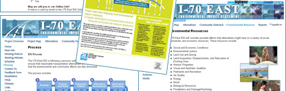 I-70 East Environmental Impact Statement (EIS) Colorado Department of Transportation Project Website - POITRA Visual Website Design, Graphic Design and Presentation Design Services for Public Information and Public Involvement Processes.