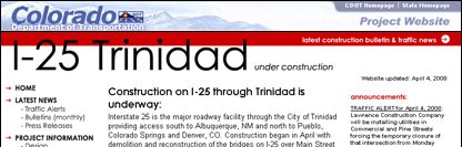 I-25 Trinidad Under Construction - Colorado Department of Transportation Project Website - POITRA Visual Website Design, Graphic Design and Presentation Design Services