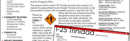 I-25 Trinidad Under Construction - Colorado Department of Transportation Project Website - POITRA Visual Website Design, Graphic Design and Presentation Design Services
