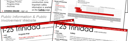 I-25 Trinidad Under Construction - Colorado Department of Transportation Project Website - POITRA Visual Website Design, Graphic Design and Presentation Design Services
