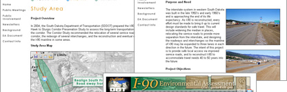 I-90 Environmental Assessment - South Dakota Department of Transportation Project Website - POITRA Visual Website Design, Graphic Design and Presentation Design Services for Public Involvement and Public Information Processes.