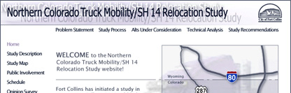 Northern Colorado Truck Mobility / SH 14 Relocation Study Public Information Website - POITRA Visual Website Design, Graphic Design and Presentation Design Services - 